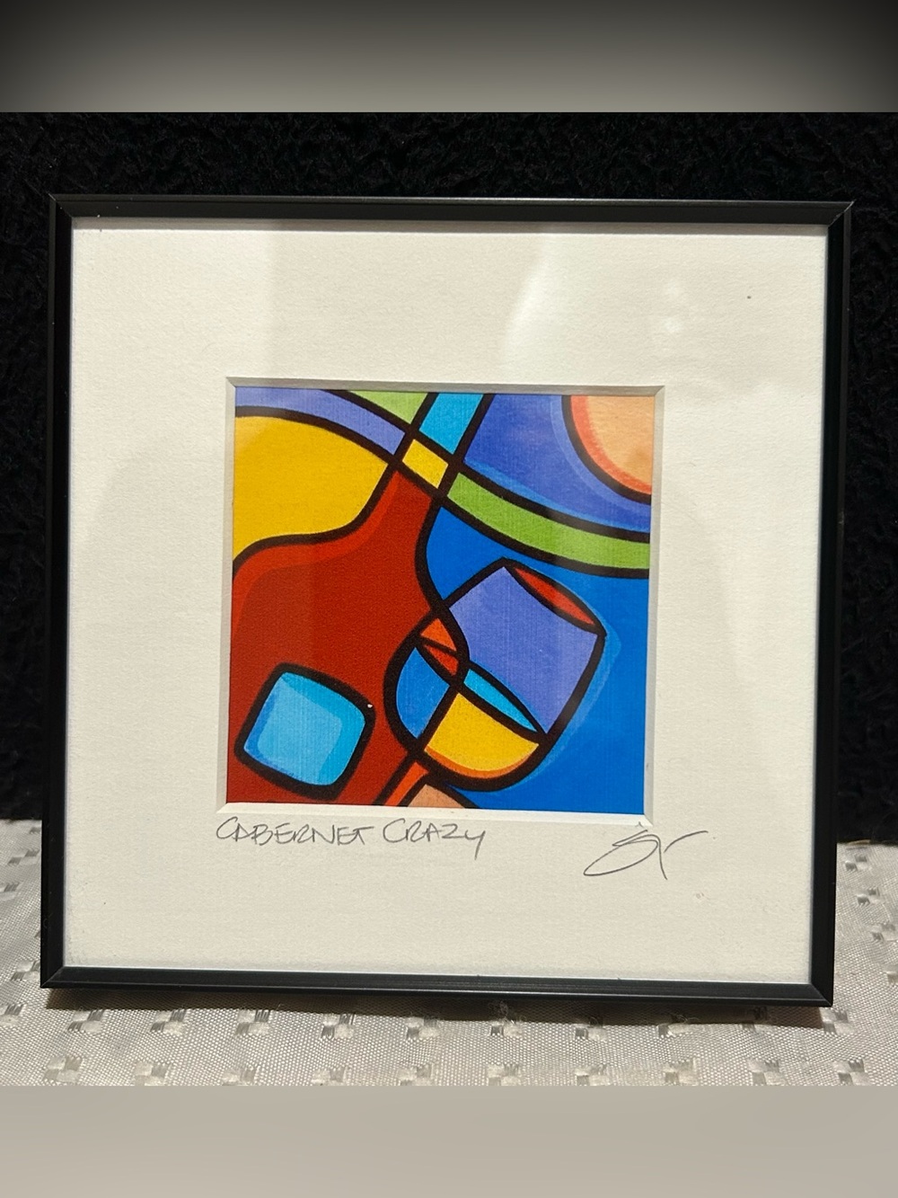 Sonya Paz Signed Framed Abstract ArtPrint “Cabernet Crazy” 5.25 Pop Art Rare